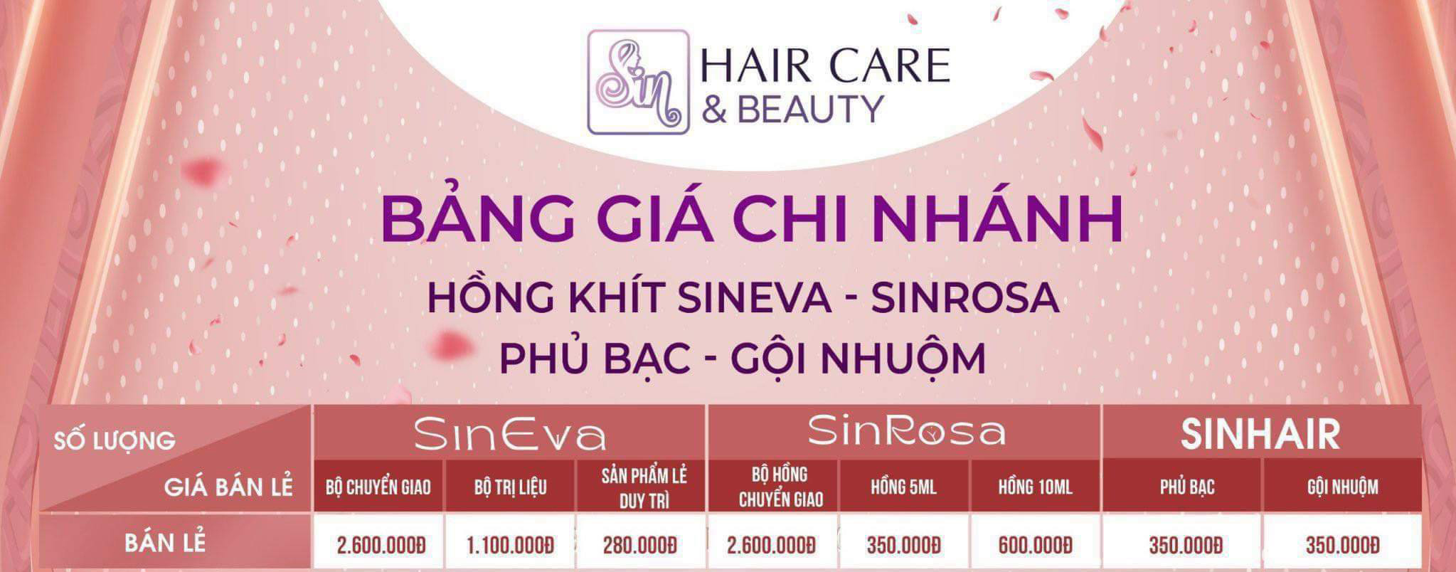 Bảng giá bán lẻ Sin Hair Care & Beauty